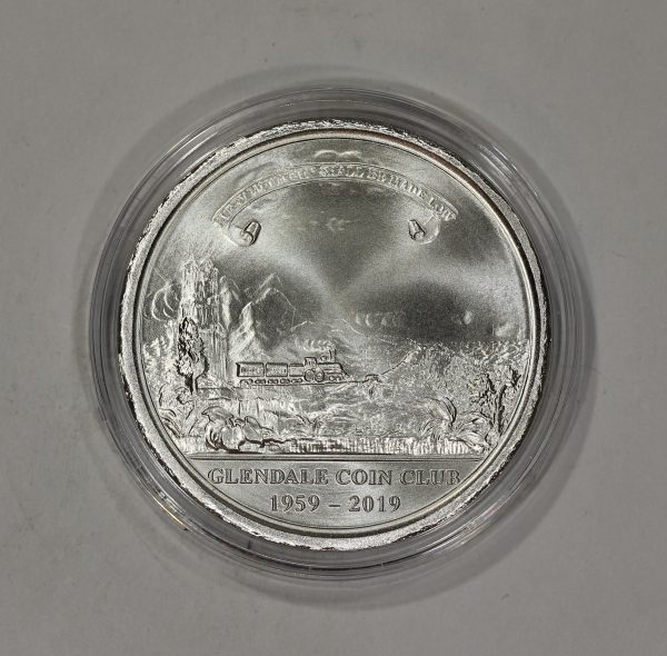2019 Glendale Coin Club Silver Medal by Daniel Carr Pacific Railway Completion 1oz .999