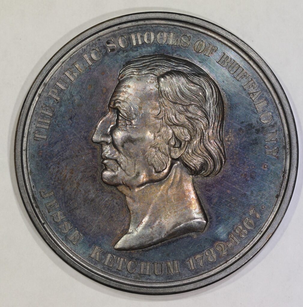 1867 Jesse Ketchum Buffalo Public Schools Medal 48mm Silver with Box