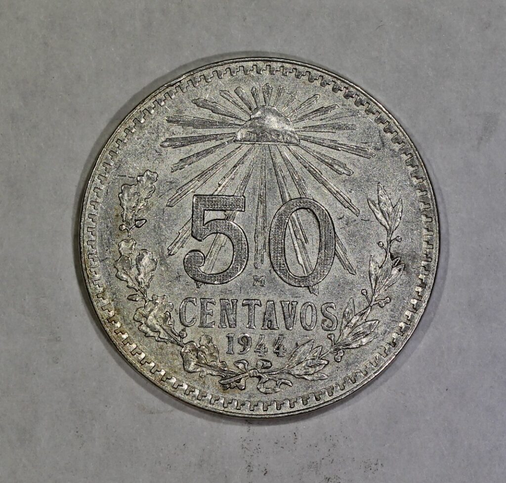 1944 M Mexico Silver 50 Centavos Cap and Rays KM#447 - J Robinson Rare ...