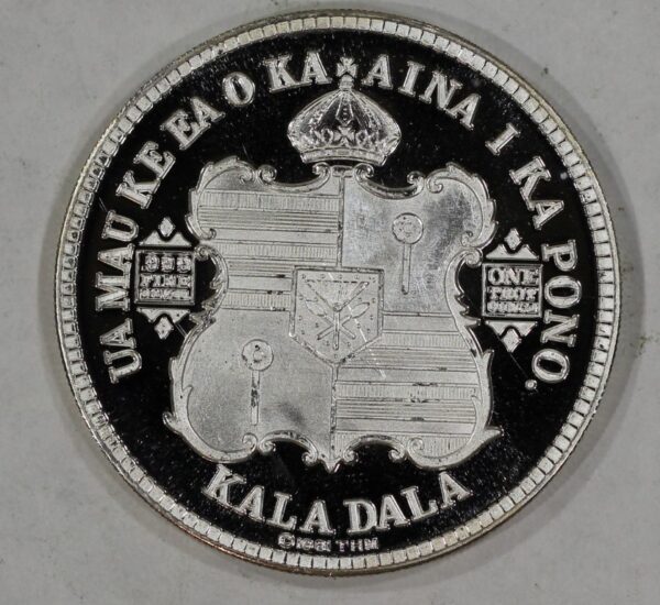 1883 1oz .999 Silver Kala Dala Proof Commemorative Coin The Royal Hawaiian Mint - Image 3