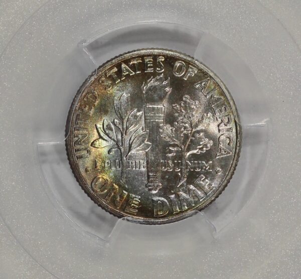1946 10c Silver Roosevelt Dime PCGS MS67 Colorful Toning - Image 5