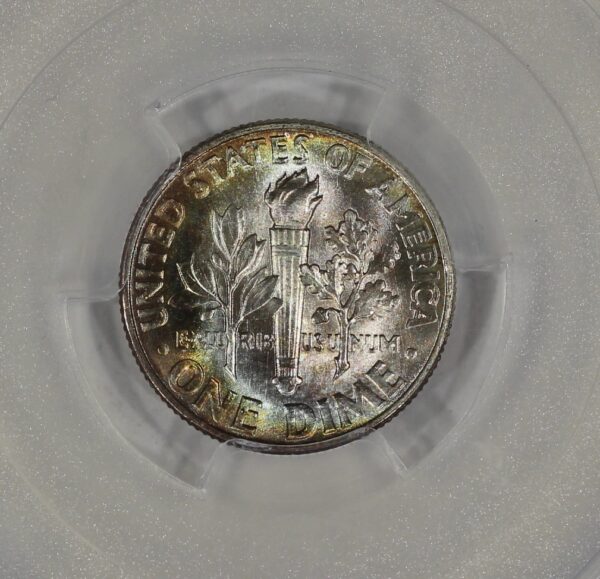 1946 10c Silver Roosevelt Dime PCGS MS67 Colorful Toning - Image 4