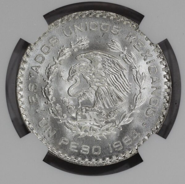 1964 Mo Mexico Silver Un Peso NGC MS66 KM#459 Jose Morelos - Image 5