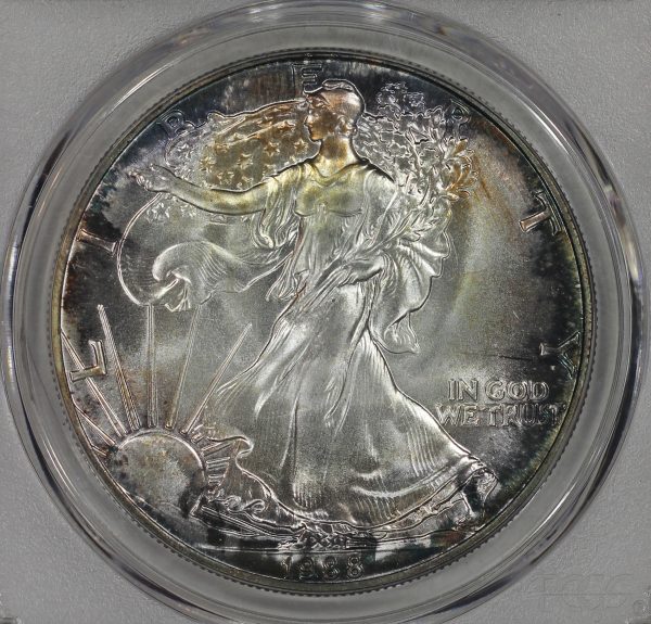 1988 $1 American Silver Eagle PCGS MS68 Colorful Toning 1oz .999 Silver ASE - Image 6