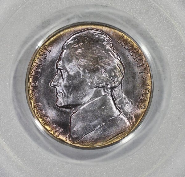 1942-D 5c Jefferson Nickel PCGS MS66FS Full Steps Colorful Toning - Image 3