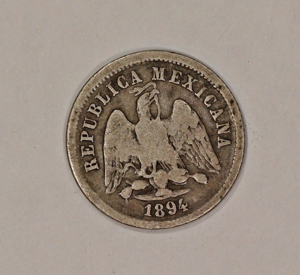 1894 Zs Z Mexico Silver 10 Centavos Coin Zacatecas Mint