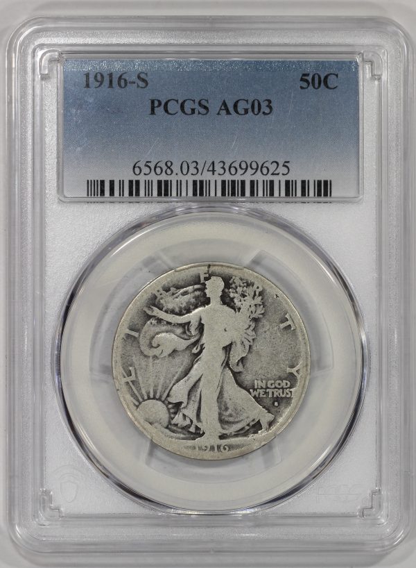 1916-S 50c Silver Walking Liberty Half Dollar PCGS AG03