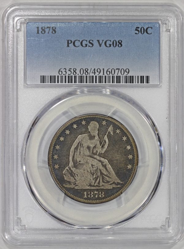 1878 50c Silver Liberty Seated Half Dollar PCGS VG08