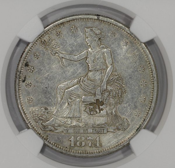 1874-S $1 U.S. Silver Trade Dollar NGC XF Chopmarked - Image 3