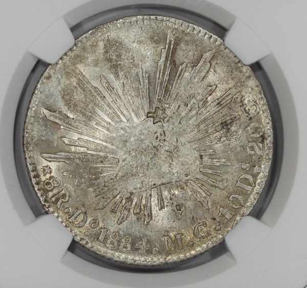 1884 Do MC Mexico Silver 8 Reales NGC Chopmarked Durango Mint - Image 3