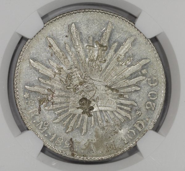 1891 Mo AM Mexico Silver 8 Reales NGC Chopmarked KM#377.10 - Image 3