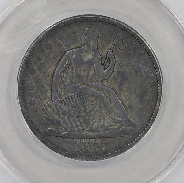 1857 50c Liberty Seated Half Dollar ANACS F15 - Image 3