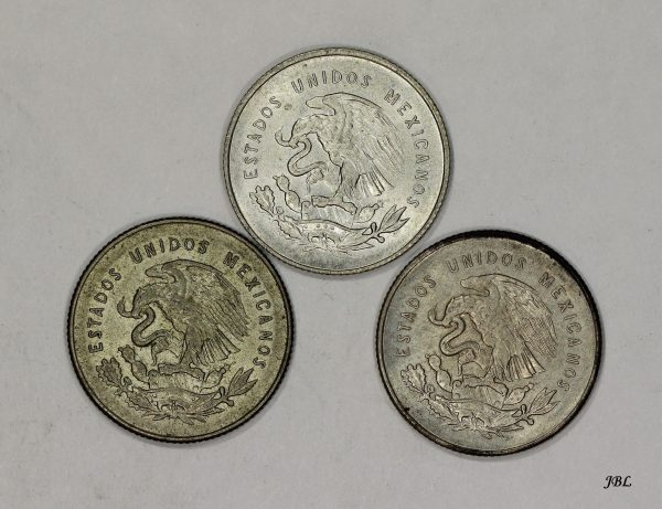 3 Coins Mexico 25 Centavos 1951, 1952,1953 KM#443 - Image 3