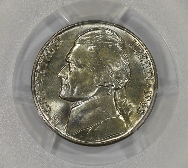 1943-D 5c Silver Jefferson War Nickel PCGS MS66FS Full Steps Toned - Image 3