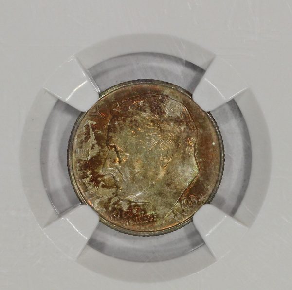 1954-D 10c Silver Roosevelt Dime NGC MS66 Colorful Toning