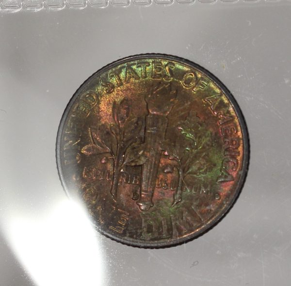 1951-D 10c Silver Roosevelt Dime Colorful Toning