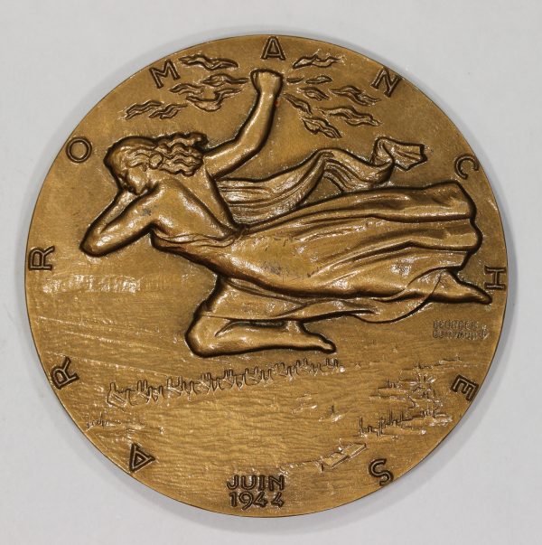 1974 French Bronze Aviation Medal Dated June 1944 Georges Guirand 59mm - Image 3