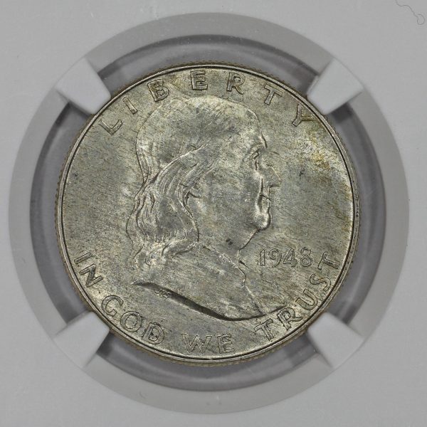 1948-D 50c Silver Franklin Half Dollar NGC MS63 FBL Full Bell Lines - Image 3