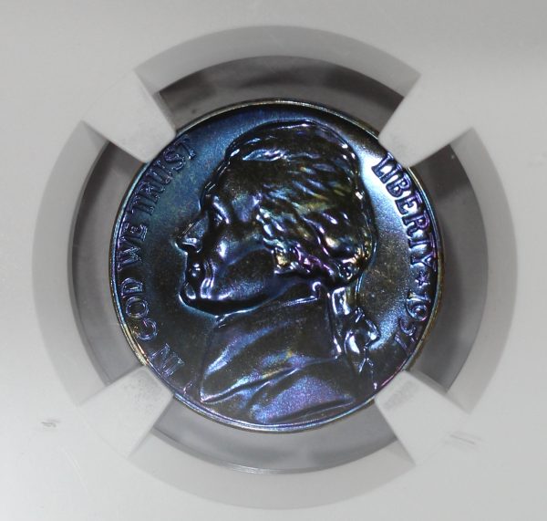 1957 5c Jefferson Nickel Proof Coin NGC PF67 Wild and Colorful Toning - Image 5