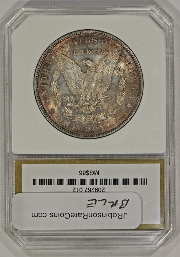 1886 $1 Morgan Silver Dollar Vintage PCI Colorful Toning - Image 5