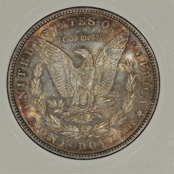 1886 $1 Morgan Silver Dollar Vintage PCI Colorful Toning - Image 6