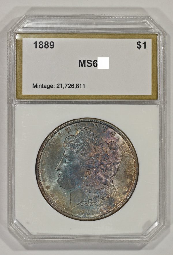 1889 $1 Morgan Silver Dollar Vintage PCI Colorful Toning