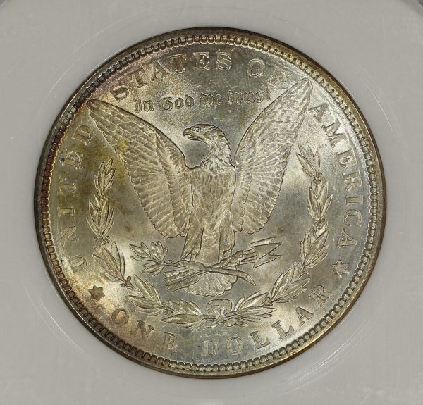 1889 $1 Morgan Silver Dollar Vintage PCI Colorful Toning - Image 5