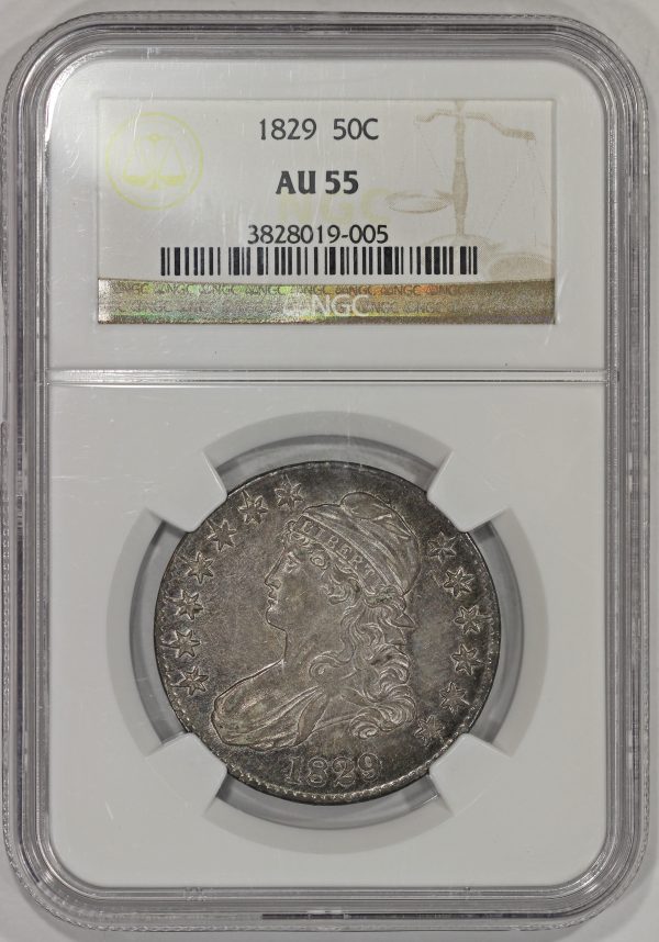 1829 50c Silver Capped Bust Half Dollar NGC AU55 Toned