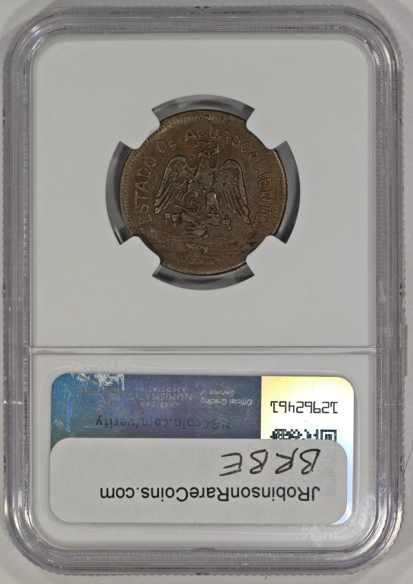 1915 Mexico 5 Centavos Aguascalientes Reeded Edge NGC AU58BN - Image 4
