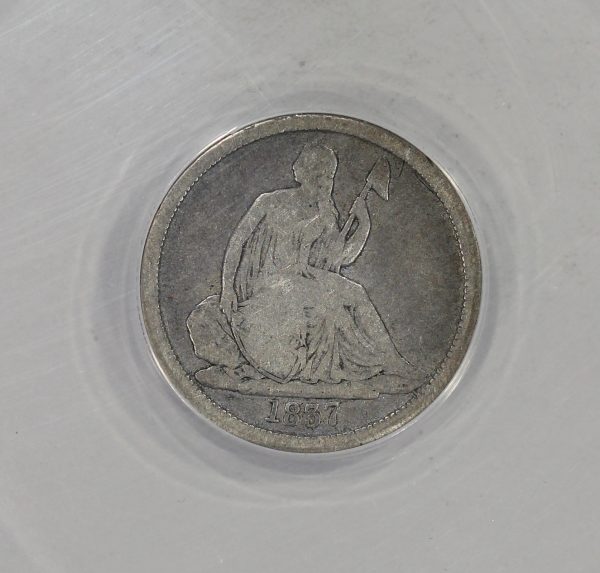 1837 No Stars 10c Liberty Seated Dime ANACS VG10 One Year Type - Image 3