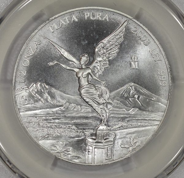 2003 Mo Mexico Silver 1/2 Onza Libertad PCGS MS66 .999 Low Mintage - Image 3