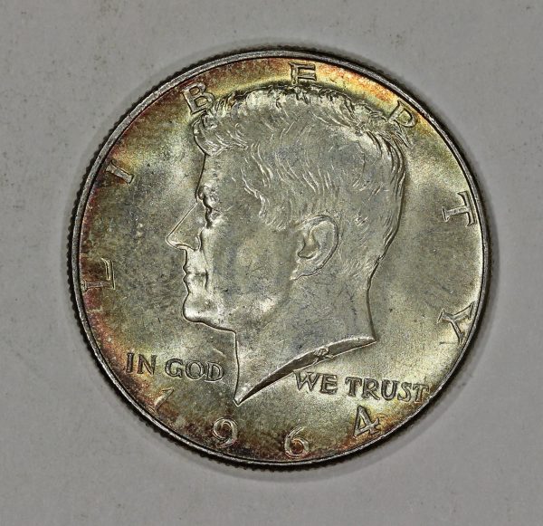 1964 50c Silver Kennedy Half Dollar Rim Toning