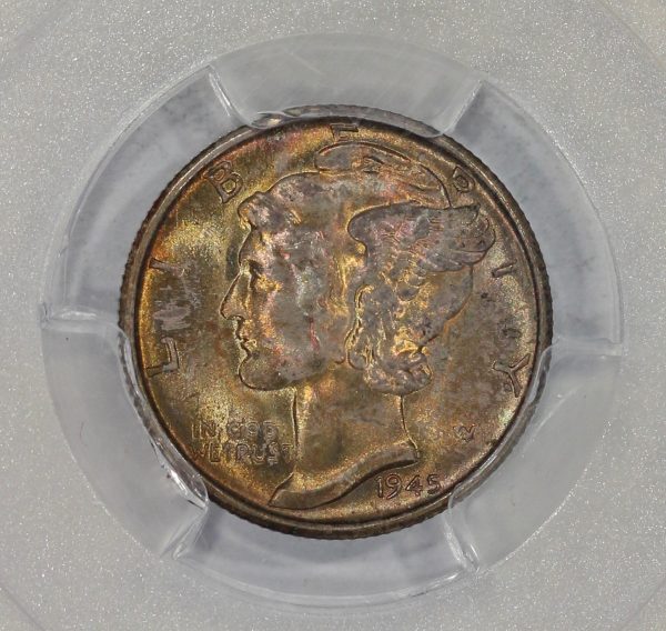 1945-S 10c Silver Mercury Dime PCGS MS64 colorful Toning - Image 3