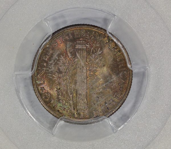 1945-S 10c Silver Mercury Dime PCGS MS64 colorful Toning - Image 6
