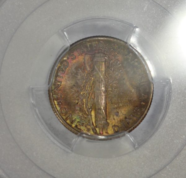 1945-S 10c Silver Mercury Dime PCGS MS64 colorful Toning - Image 7