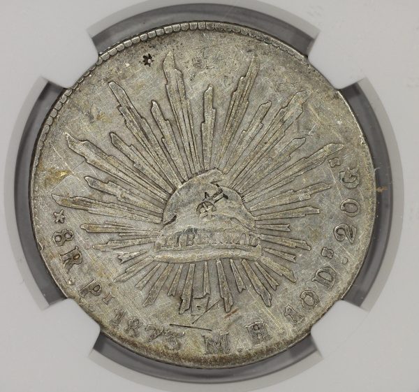 1873 Pi MH Mexico Silver 8 Reales NGC AU Chopmarked Potosi Mint - Image 3