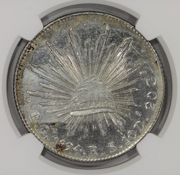 1894 Go RS Mexico Silver 8 Reales NGC Uncirculated KM#377.8