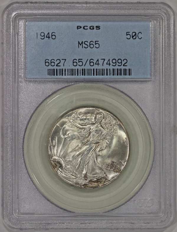 1946 50c Silver Walking Liberty Half Dollar PCGS MS65 Gem Old Holder