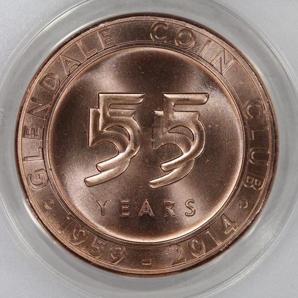 2014 Glendale Coin Club Copper Medal by Daniel Carr ANACS MS69 Red - Image 3
