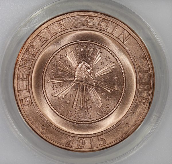 2015 Glendale Coin Club Copper Medal by Daniel Carr ANACS MS70 Red - Image 3
