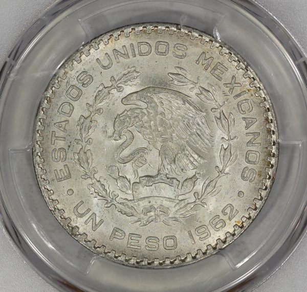 1962-Mo Mexico Silver Peso Coin PCGS MS65 Jose Morelos Toned - Image 6