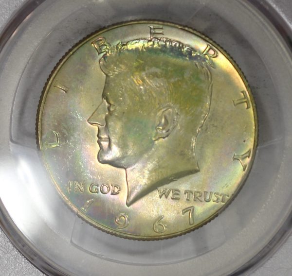 1967 50c Silver Kennedy Half Dollar PCGS MS64 Colorful Toning - Image 4