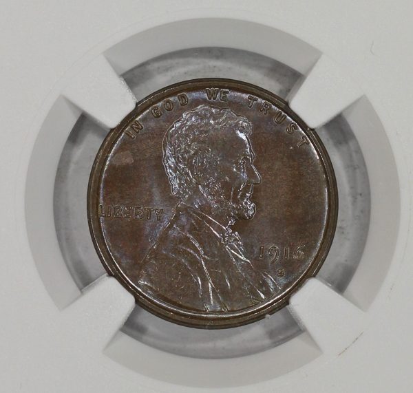 1916-S 1c Lincoln Wheat Cent NGC MS64BN Colorful Blue Toning - Image 3
