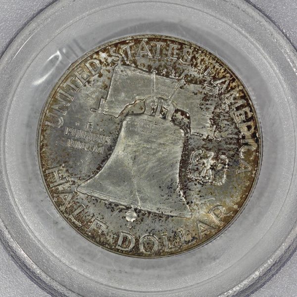1958-D 50c Silver Franklin Half Dollar PCGS MS65FBL Toned Full Bell Lines - Image 5
