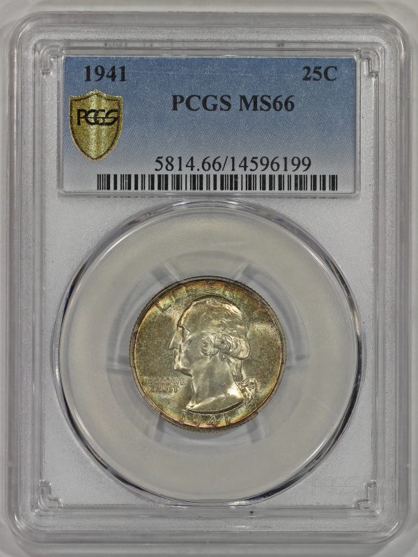 1941 25c Silver Washington Quarter PCGS MS66 Colorful Toning