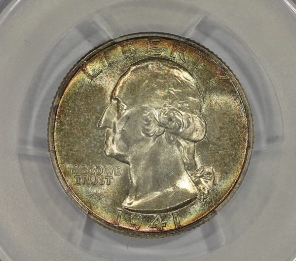 1941 25c Silver Washington Quarter PCGS MS66 Colorful Toning - Image 3