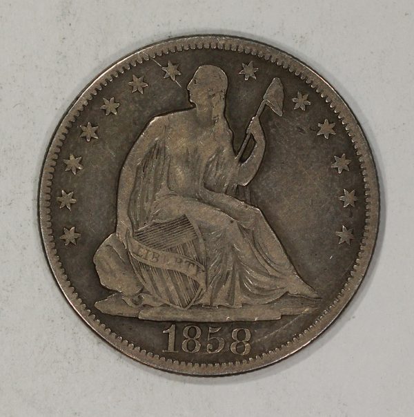 1858 50c Silver Liberty Seated Half Dollar No Motto
