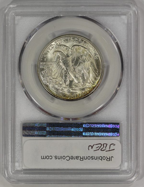 1946-D 50c Silver Walking Liberty Half PCGS MS64+ Colorful Toning - Image 4
