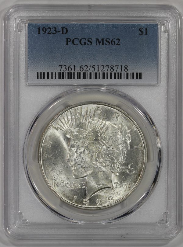 1923-D $1 Silver Peace Dollar PCGS MS62