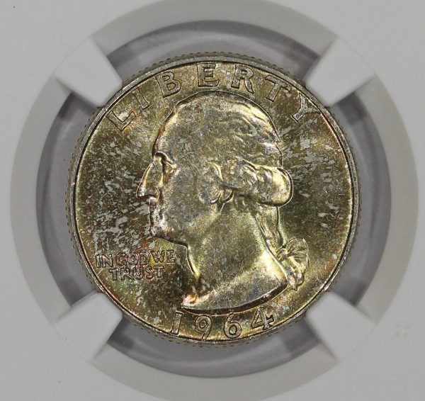 1964 25c Silver Washington Quarter NGC MS66 Colorful Toning - Image 5